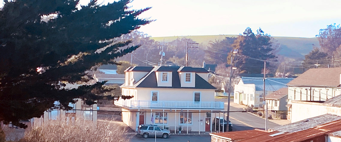 Tomales Hotel from hillside